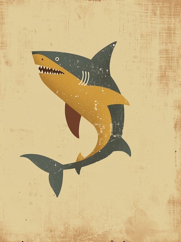 Muted Mustard Pastel Shark