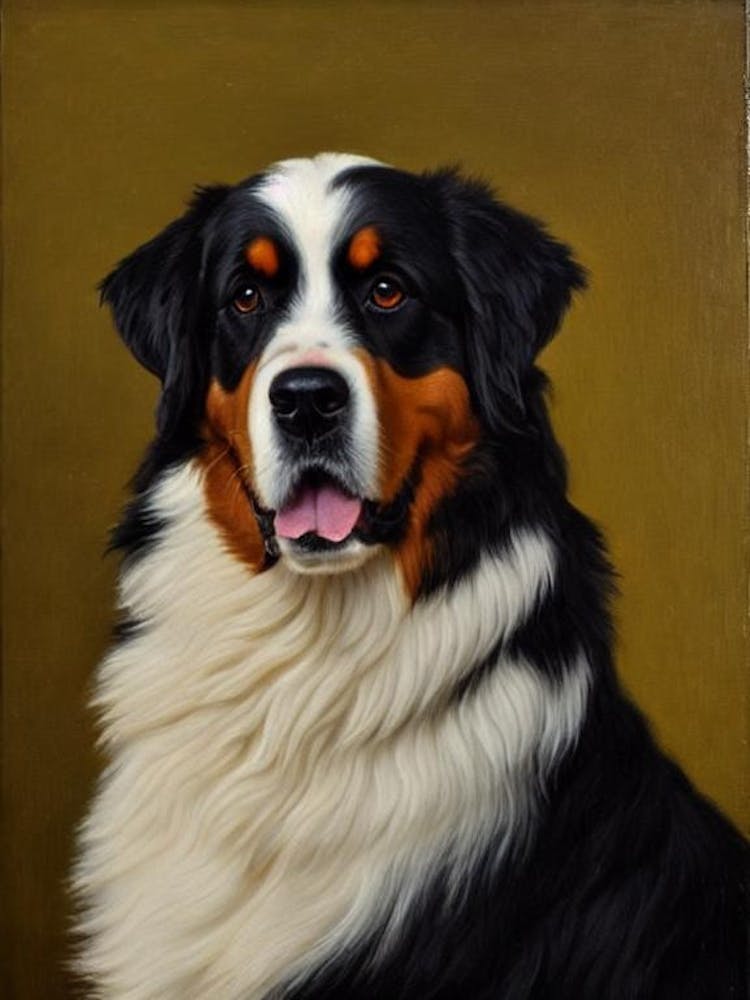 Bernese Mountain Dog Renaissance Portrait Oil Painting