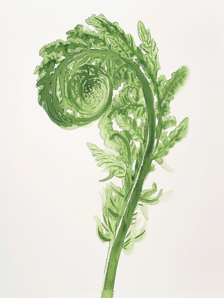 Green Ink Painting Of A Asparagus Fern 1