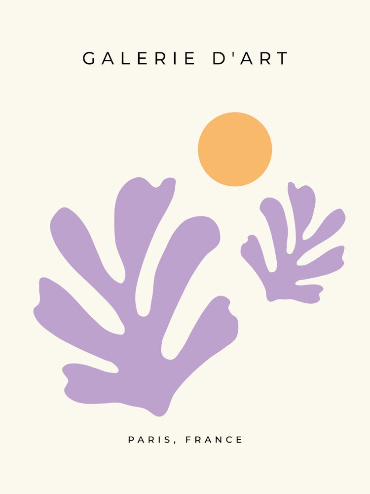 Abstract Cut Outs Leaves Pastel Purple And Yellow