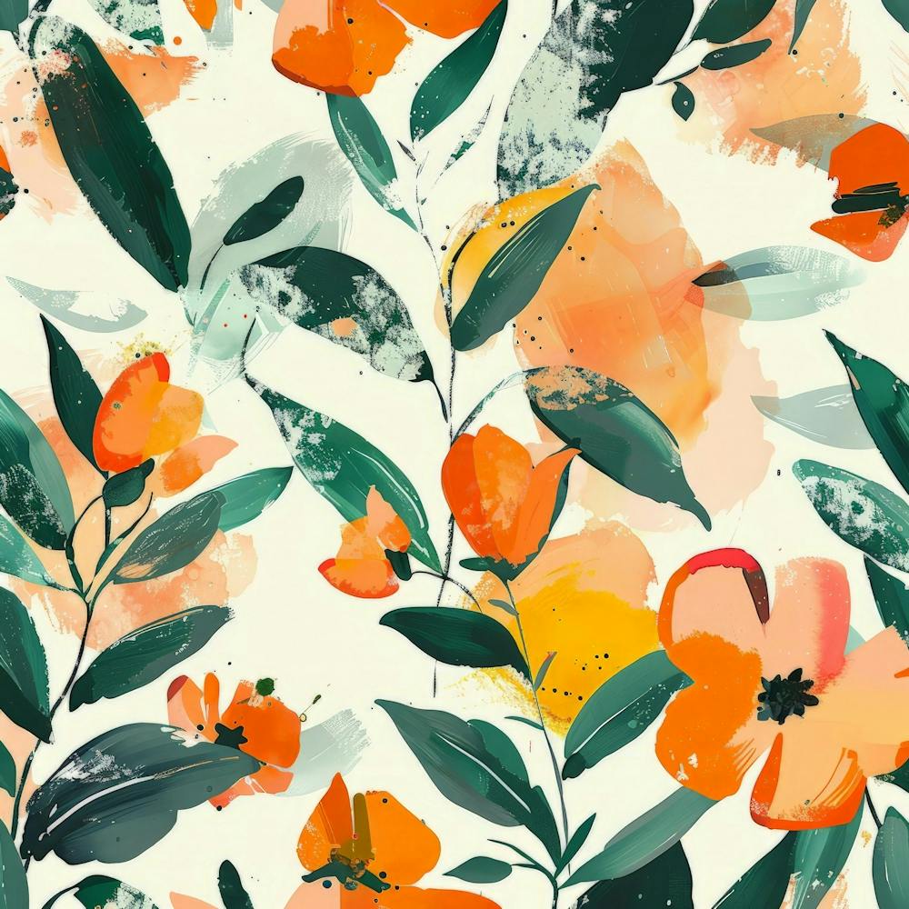 Orange Floral Pattern 1