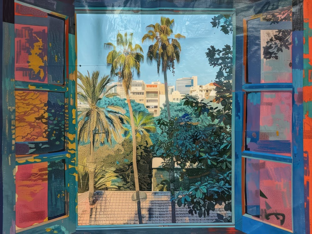 Tel Aviv From The Window View Painting 4
