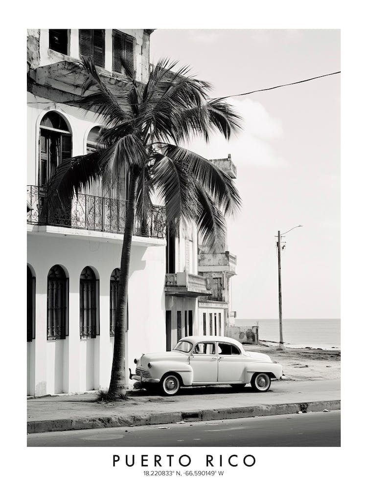 Poster Of Puerto Rico, Black And White Analogue Photograph 1