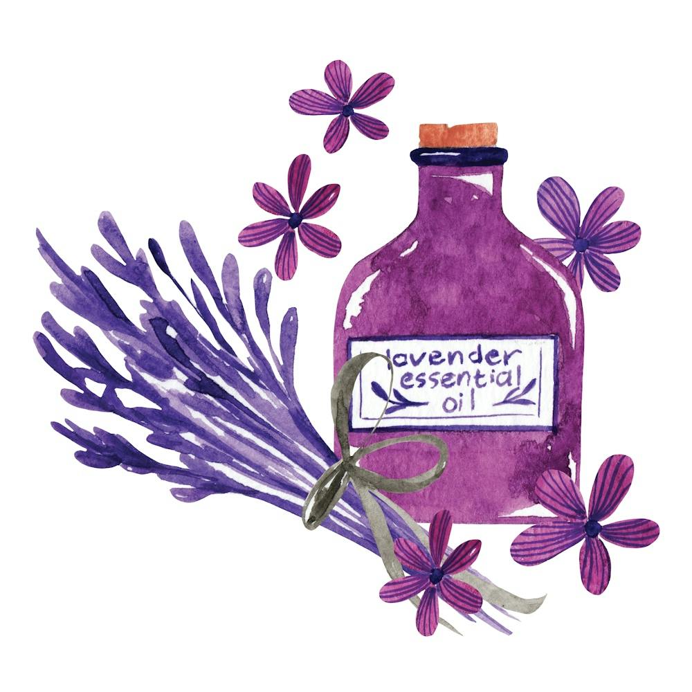 Lavender Oil Bottle with lilacs