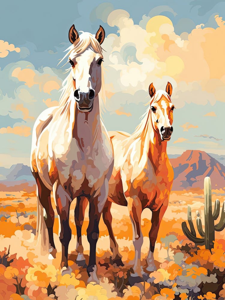 Horses Painting In Arizona Desert, Usa 3
