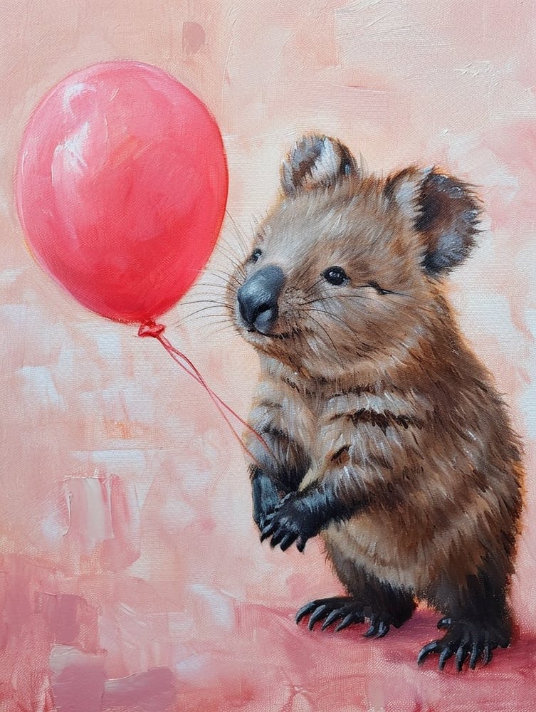 Cute Wombat 3 With Balloon