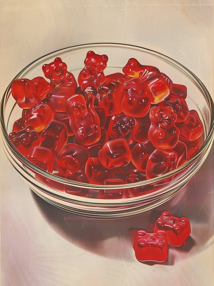 Red Gummy Bears Vintage Advertisement Illustration 3