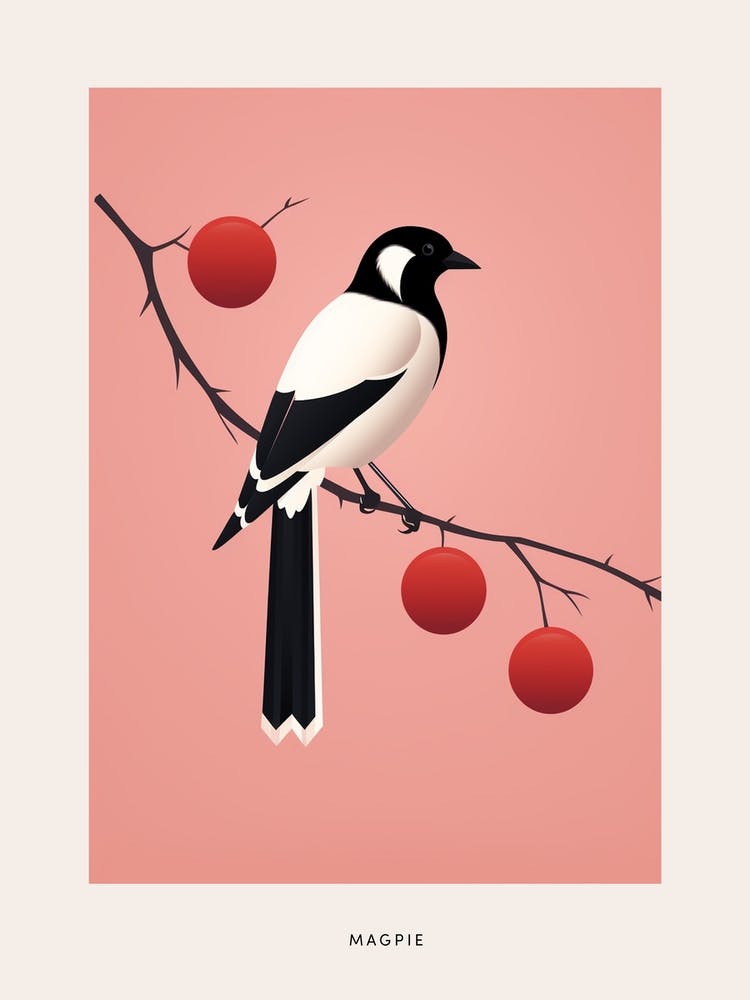 Minimalist Magpie 1 Bird Poster