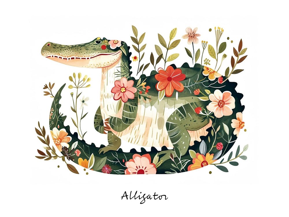 Little Floral Alligator 1 Poster