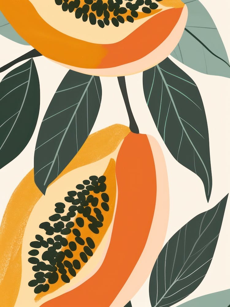 Papaya Close Up Illustration 1