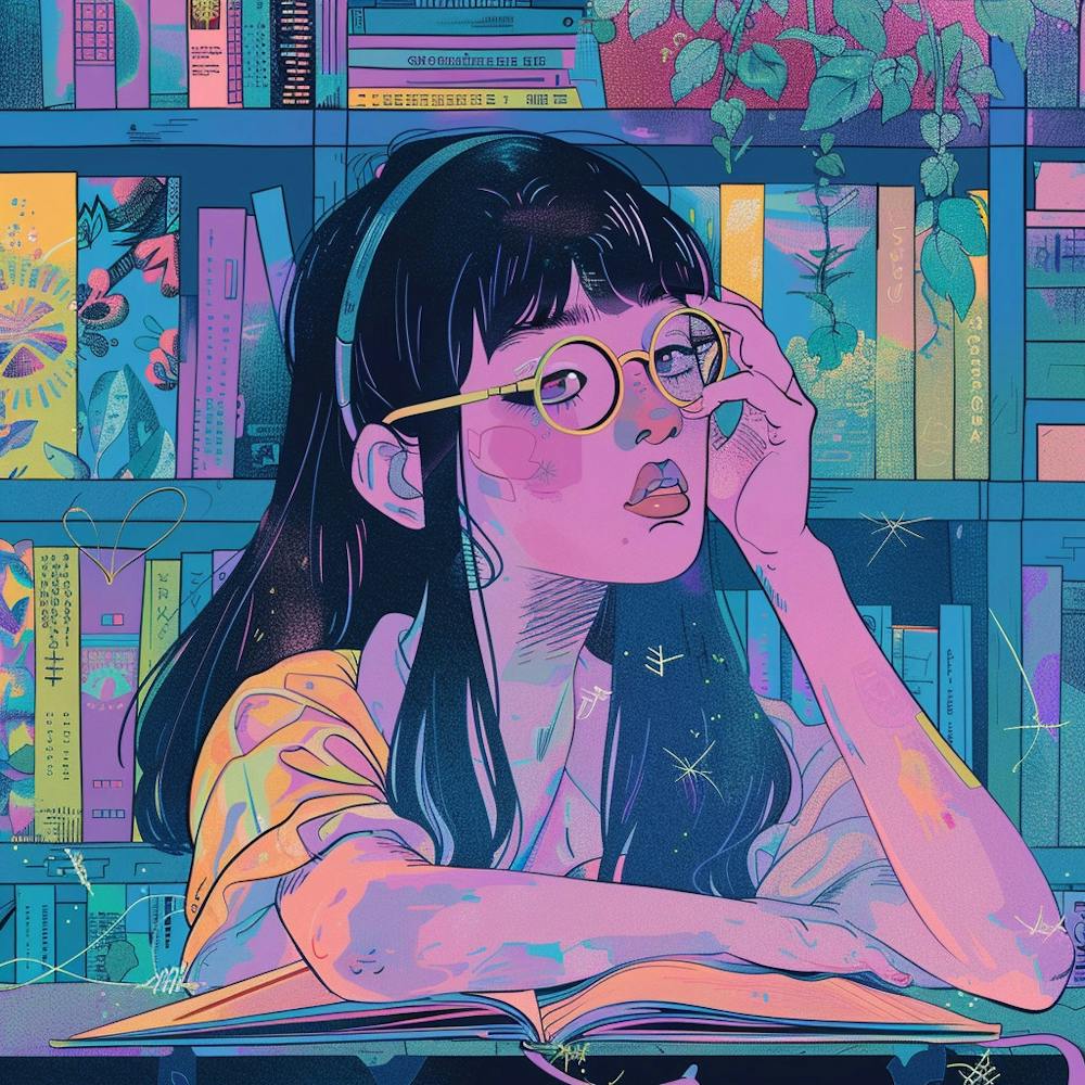 Anime-Mädchen mit Brille