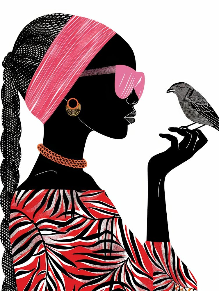 African Woman With Bird