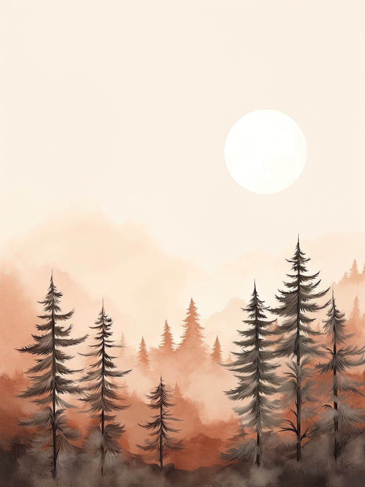 Watercolour Of Olympic National Forest   Washington Usa 2