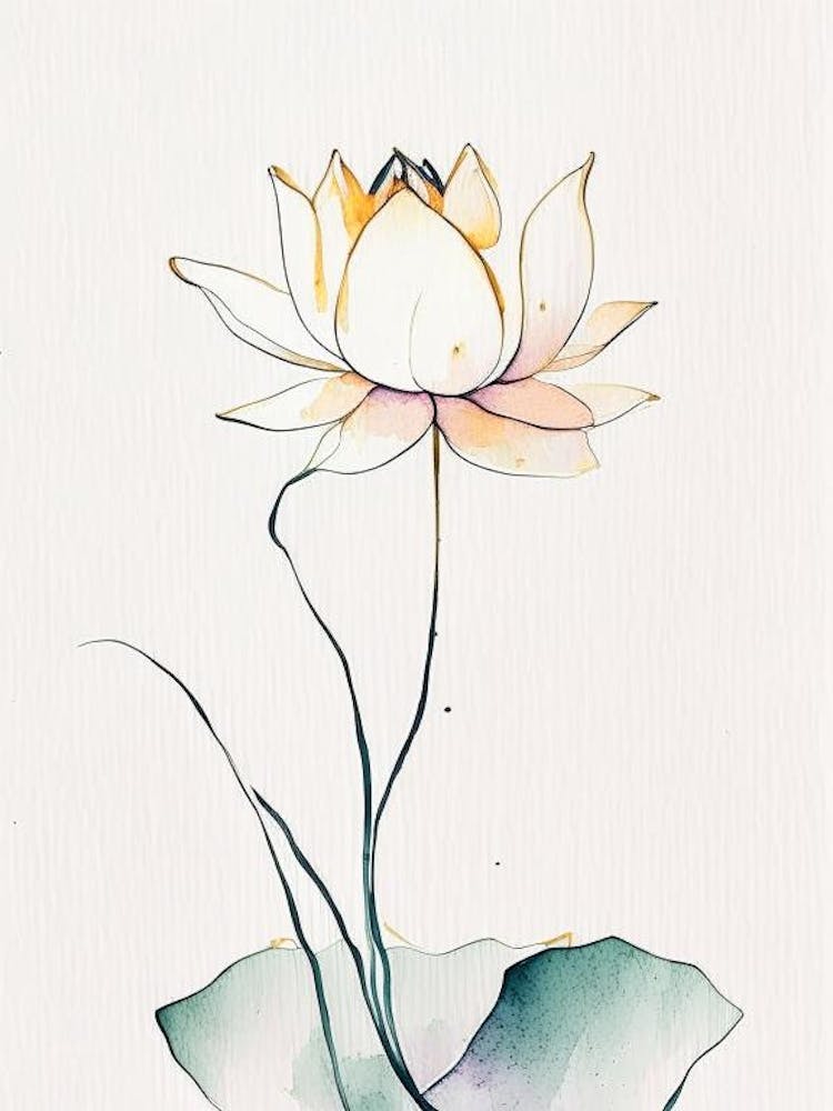 Double Lotus Minimal Watercolour 1