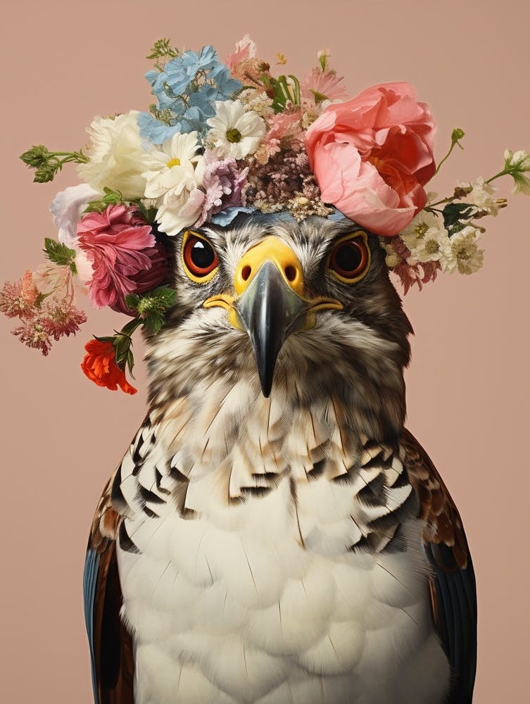 Bird With A Flower Crown Eurasian Sparrowhawk 4
