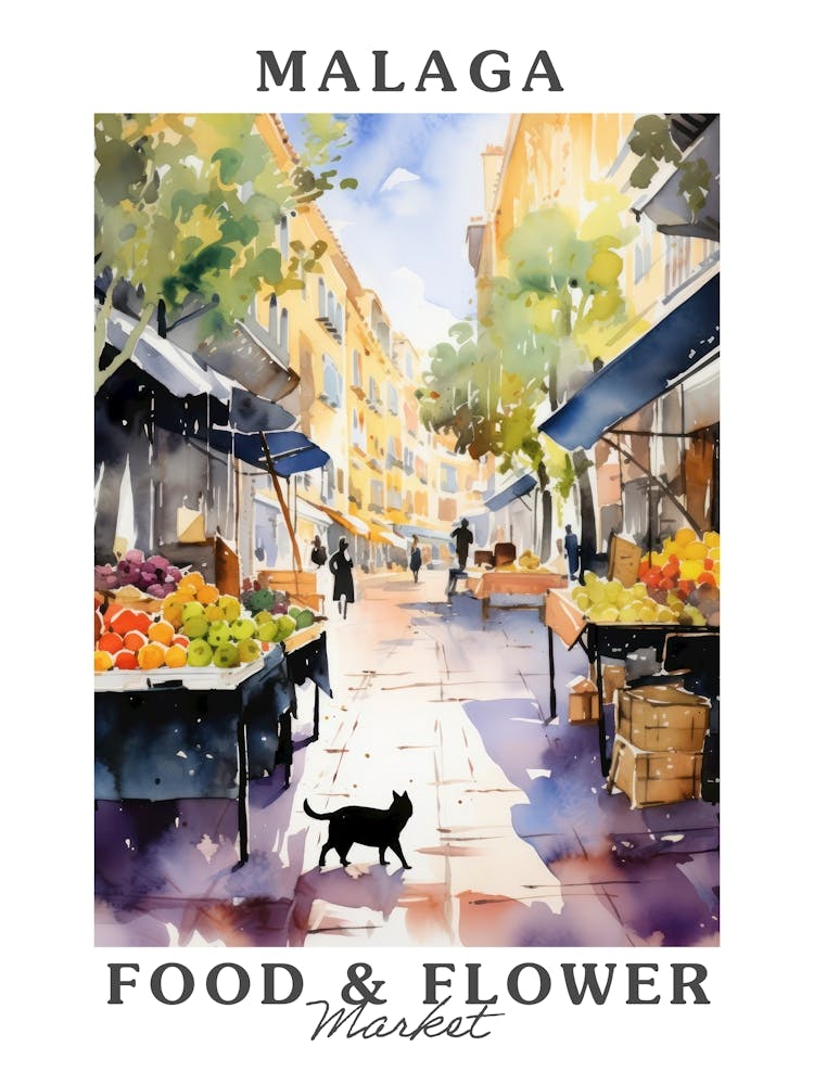 Food Market With Cats In Malaga 1 Poster