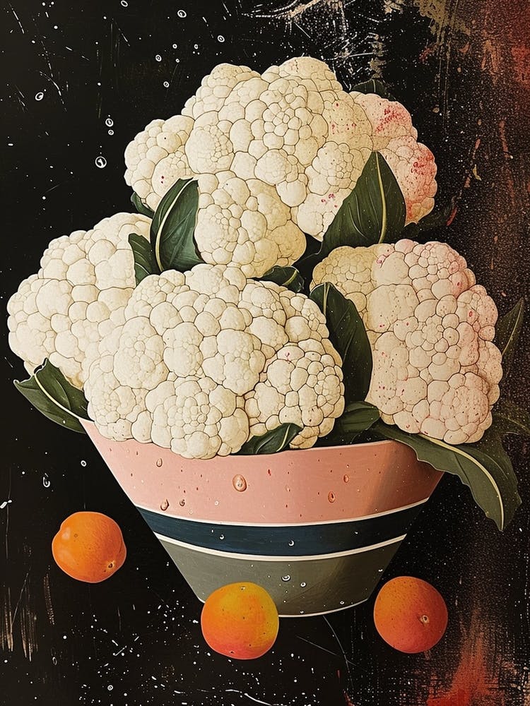 Abstraktes Blumenkohl Art Deco Blumenstrauß Kunstdruck 2