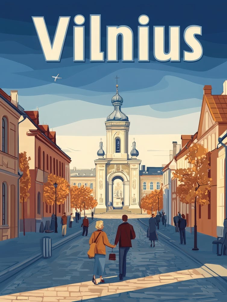 Aihrgdesign A Retro Travel Poster For Vilnius