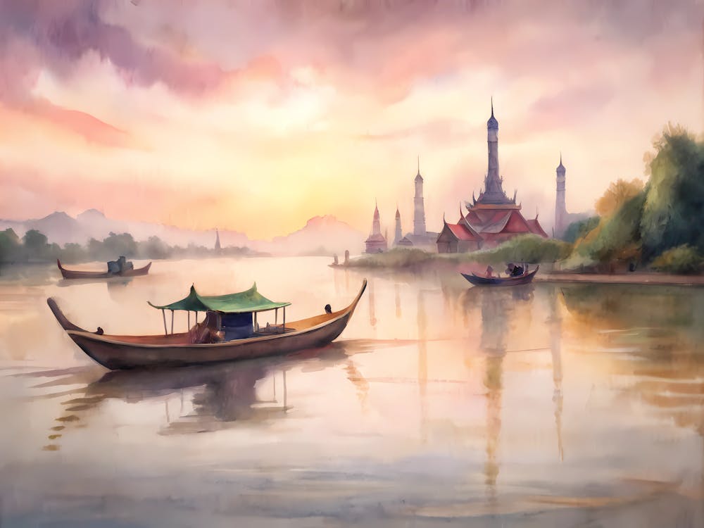 Bangkok Thailand A Vintage Illustration