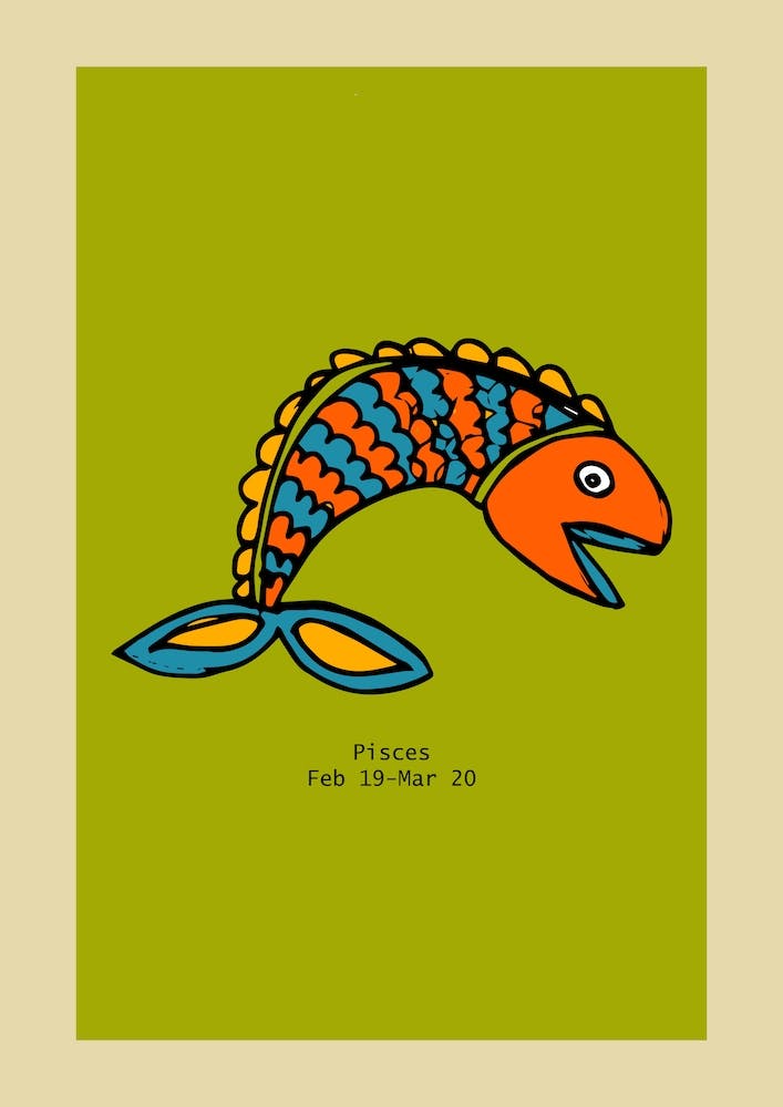 Retro Zodiac Pisces 