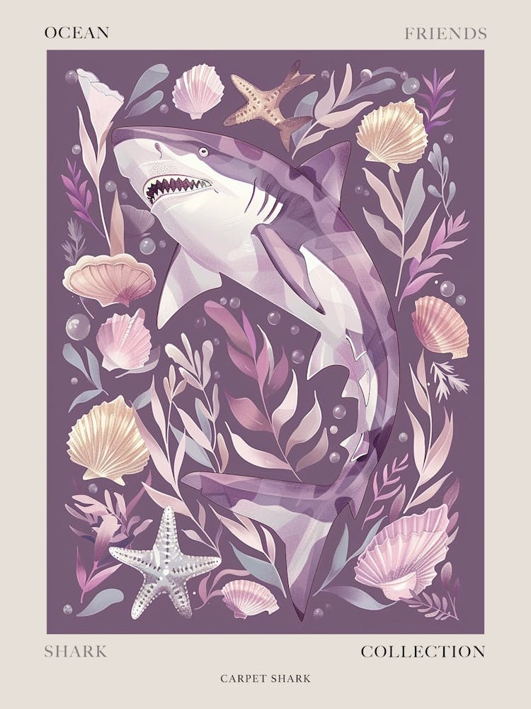 Purple Carpet Shark Illustration 2 Poster