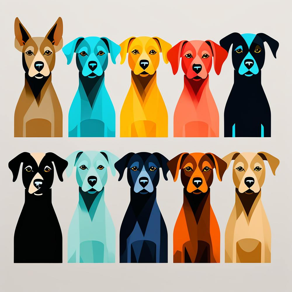dogs in colors, colorful dog illustration, dog portrait, animal illustration, digital art, pet art, dog artwork, dog drawing, dog painting, dog wallpaper, dog background, dog lover gift, dog décor, dog poster, dog print, pet, dog, vector art, dog art, Dog Breeds,