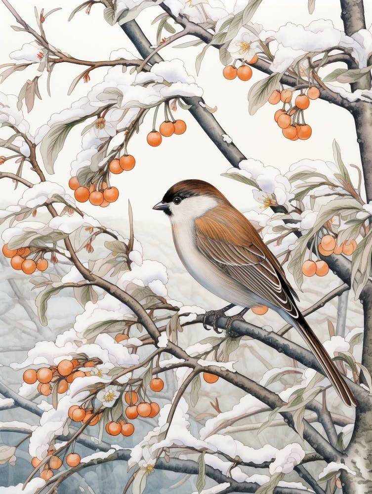 Winter Bird Painting House Sparrow 4