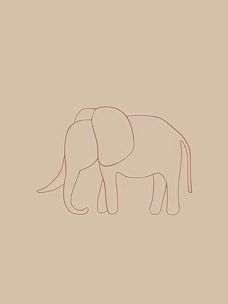 Elephant Drawing - Boho, Line Art 8