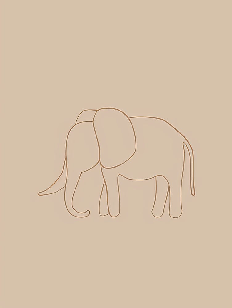 Elephant Drawing - Boho, Line Art 8