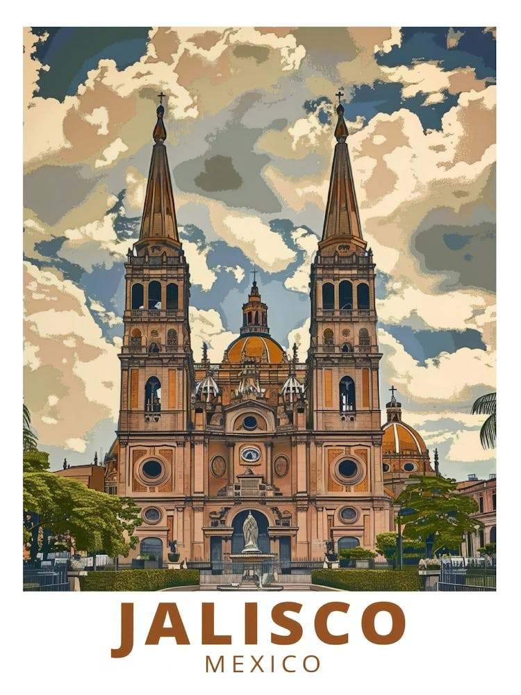 Jalisco Wall Art Jalisco Mexico Wall Art Guadalajara Cathedral Art Jalisco Poster Jalisco Print Jalisco Artwork
