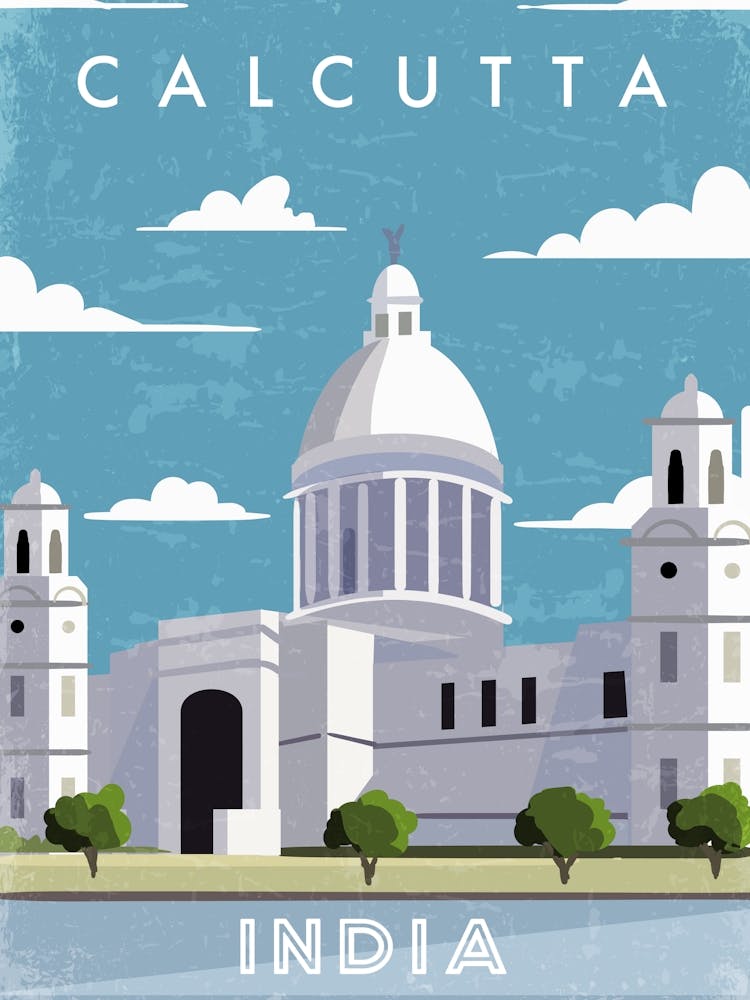 Calcutta, India — Retro travel minimalist poster