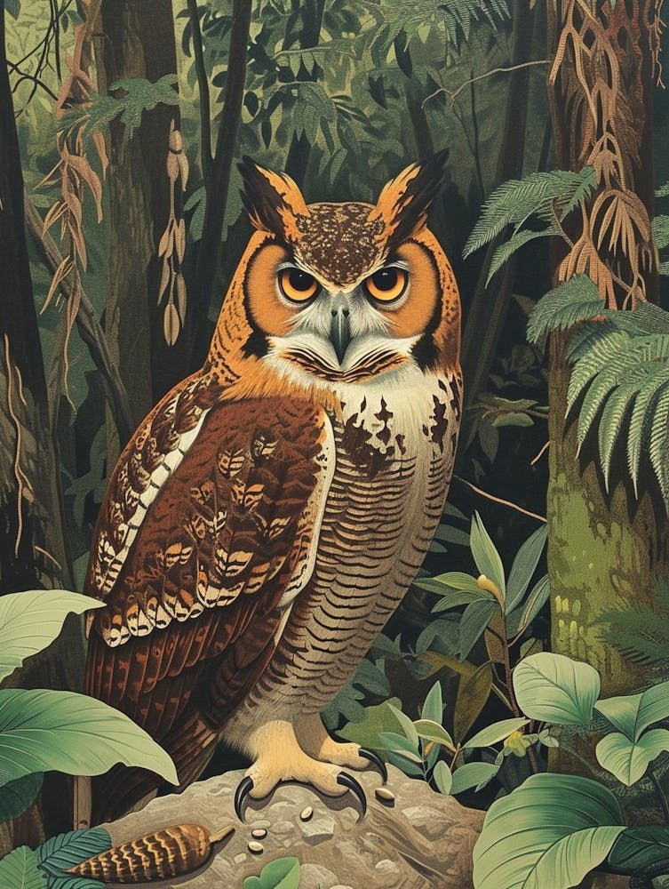 Illustration en relief du Hibou-aigle des Philippines 1