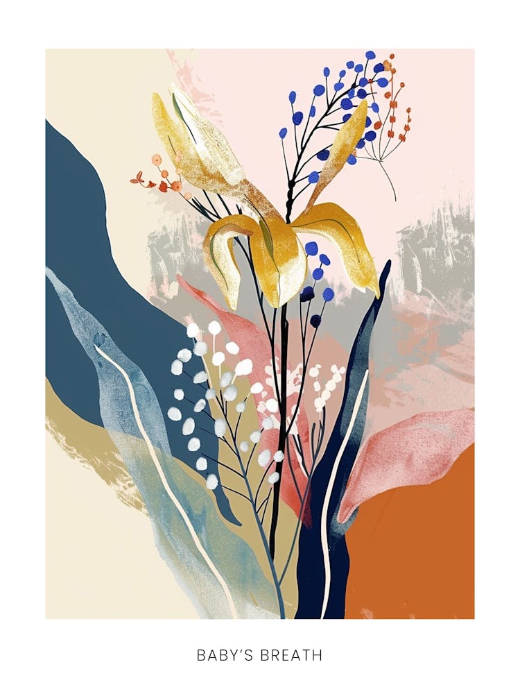 Colourful Flower Illustration Poster Babys Breath 3