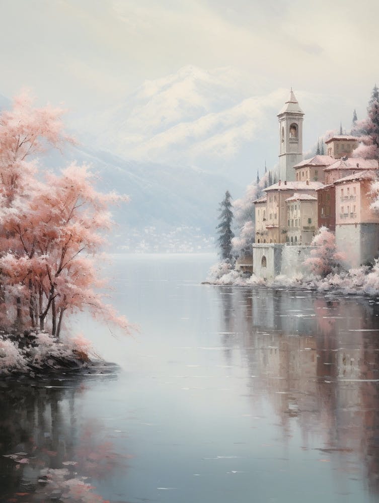 Dreamy Winter Painting Lake Como Italy 3