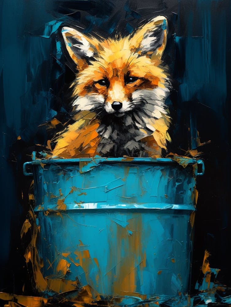 Scavenger Fox Blue Painting 8