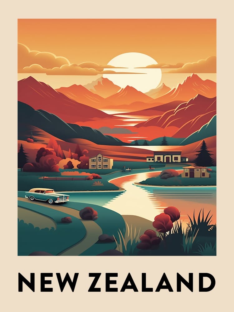 Affiche de voyage vintage Nouvelle-Zélande 3