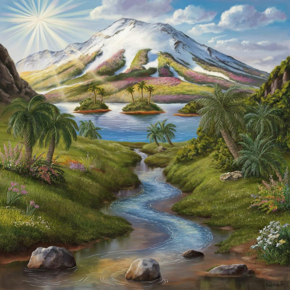 Mountains River Trees Fall Sunset