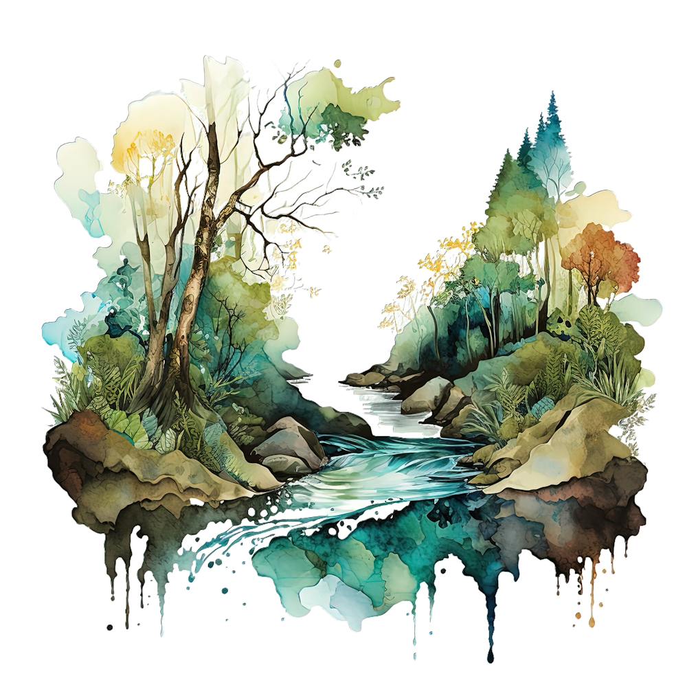 Watercolor Of A River 3