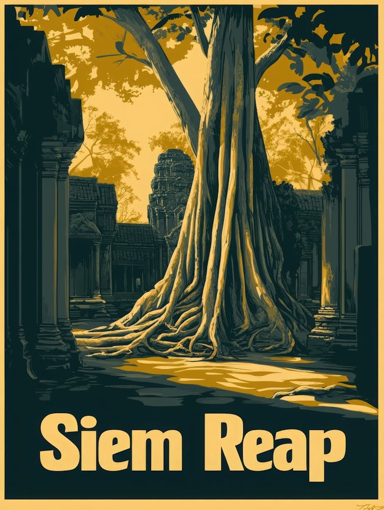 Aihrgdesign A Retro Travel Poster For Siem Reap