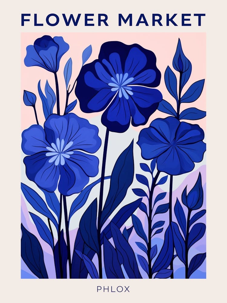 Blumenmarkt-Poster Blauer Phlox 1