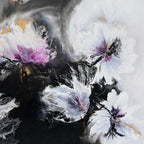 Black Background Abstract Flowers 1 Square