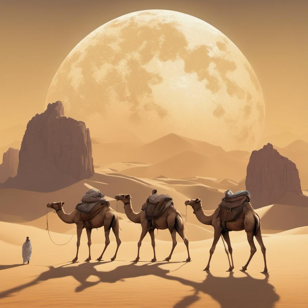 Camels In The Desert
