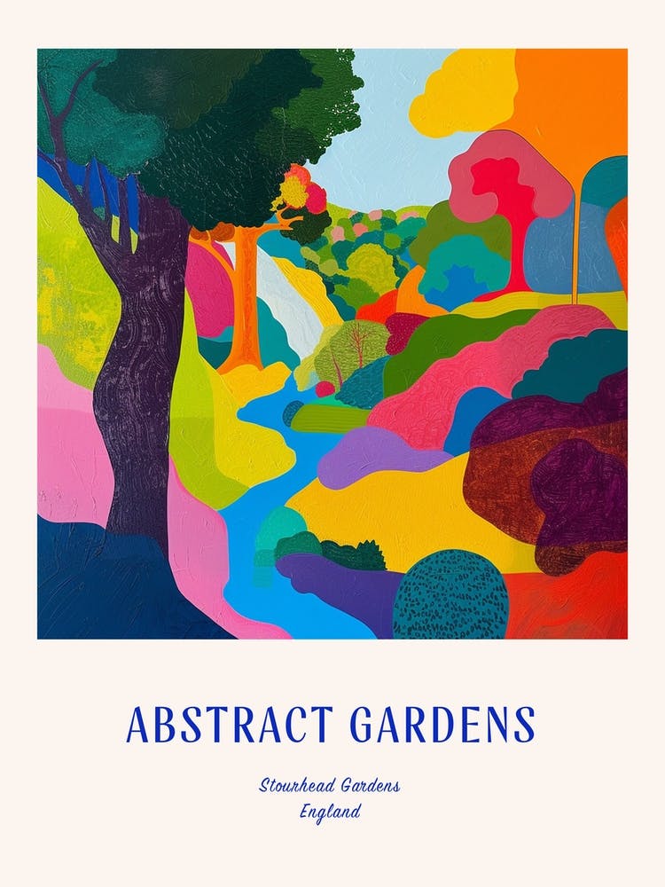 Colourful Gardens Stourhead Gardens United Kingdom 2 Blue Poster