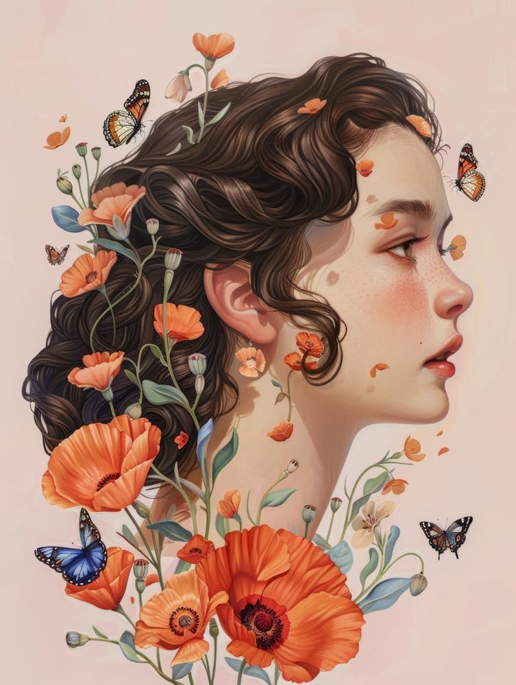 Poppies And Butterflies