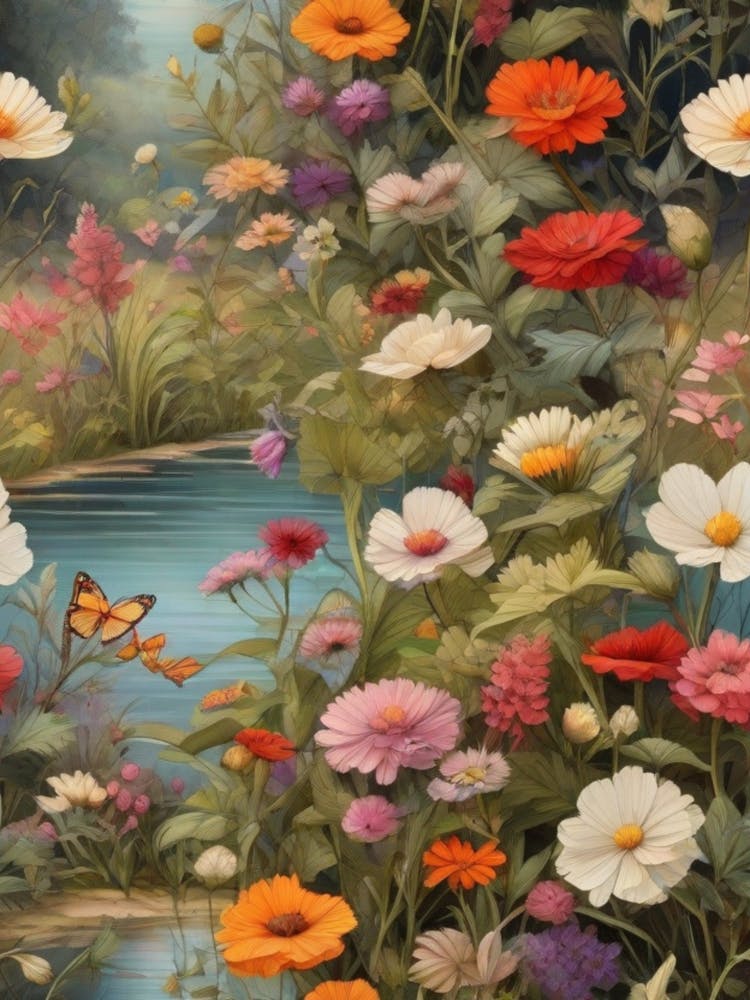 Flowers By The Pond
