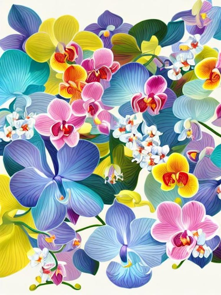 Orchids 3 Modern Colourful Flower