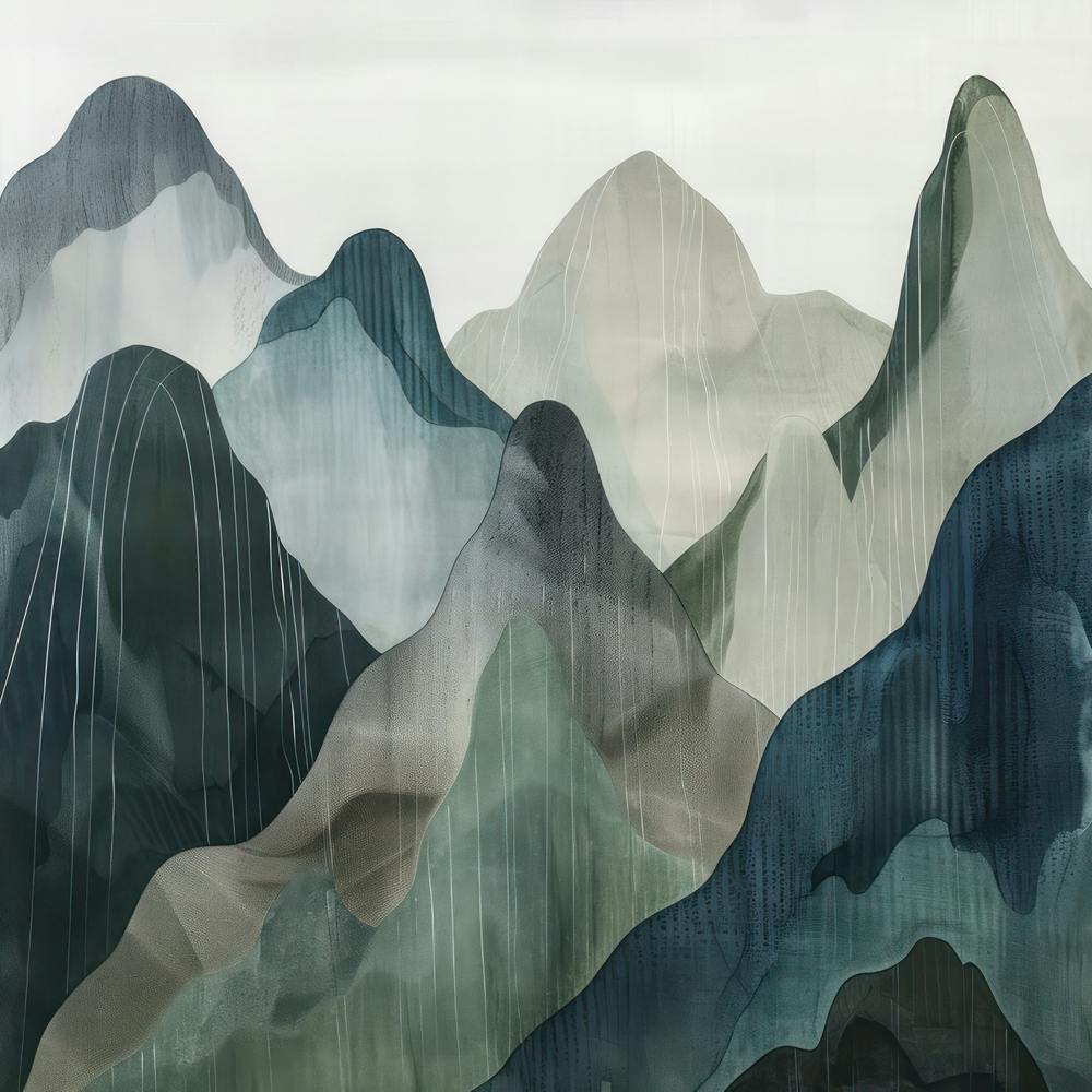 Japanese Watercolour Of Mount Hotaka 3