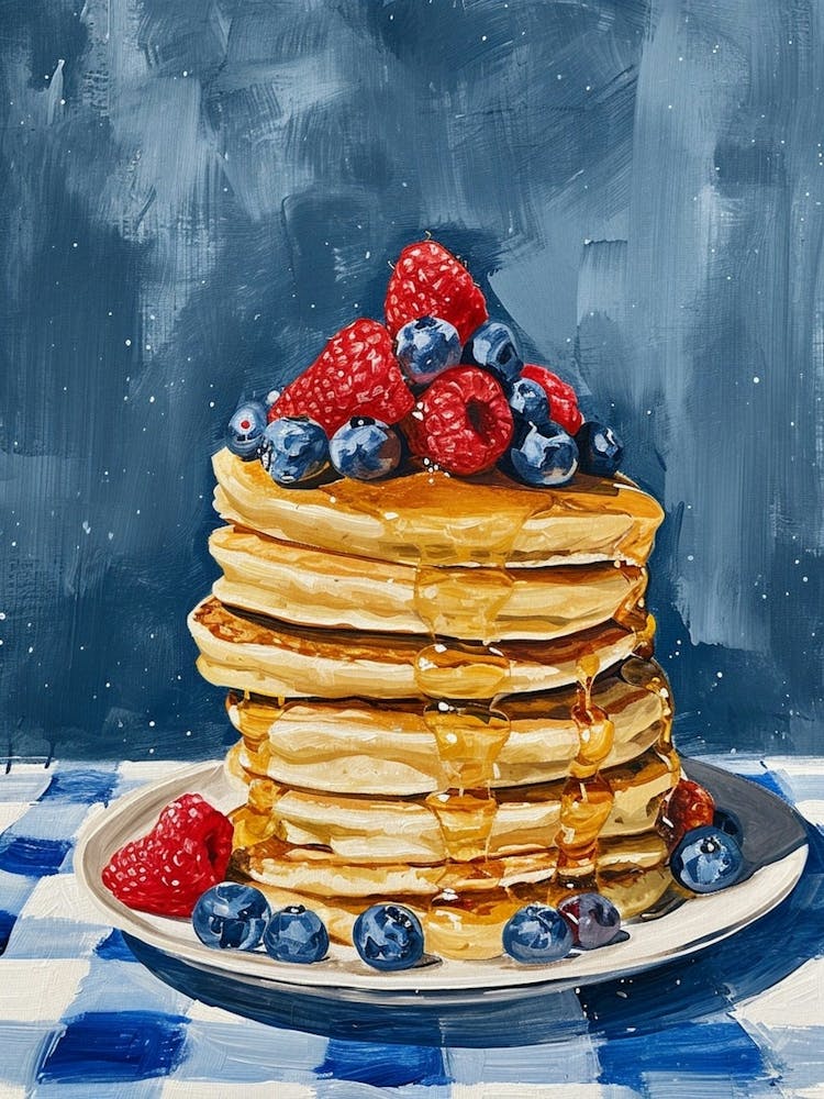 Pancakes Blue Checkerboard 4