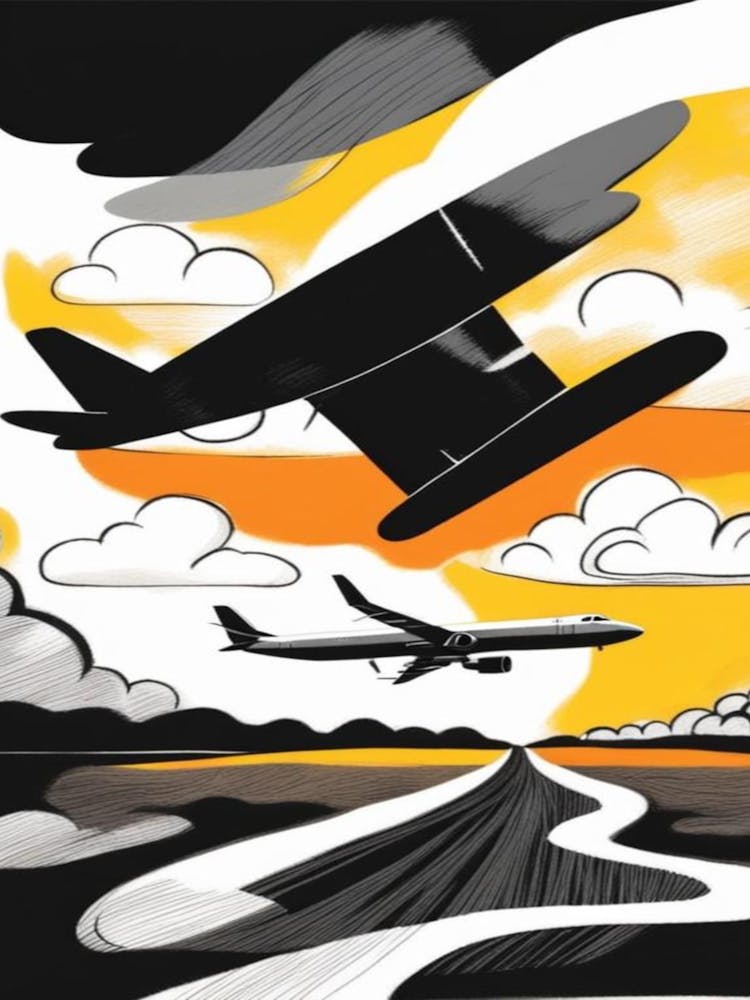 Plane Flying Over A Runway