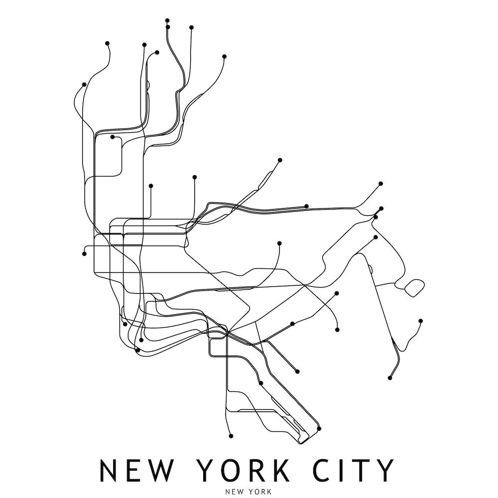New York City Subway White Map Square
